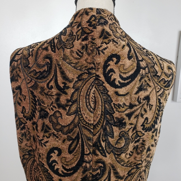 Vintage Emil Rutenberg Collection Brown & Black Paisley Tapestry Full Zip Vest L - Picture 8 of 15